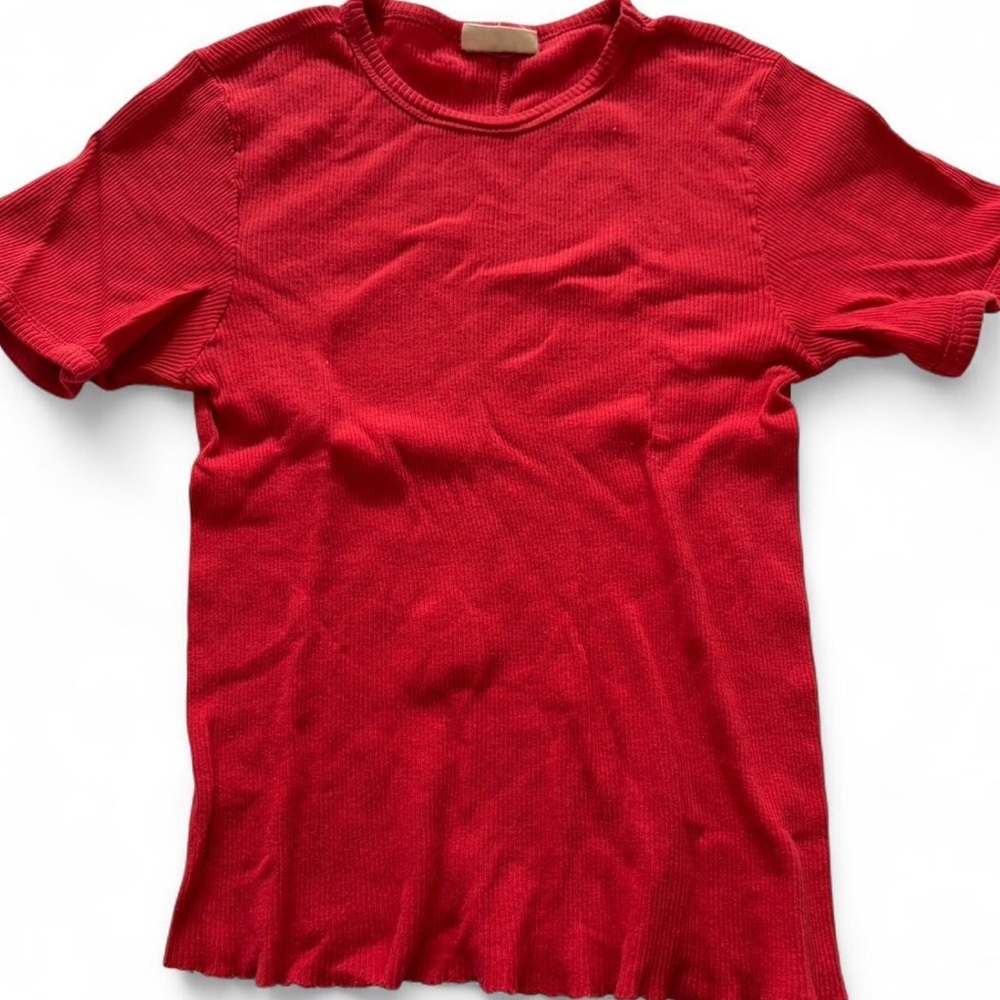 Re/Done Vibrant Red Knit Top